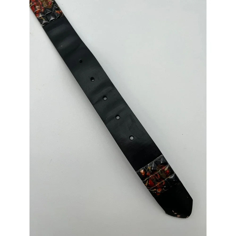 Studded Punk Rock Belt Mens Large Black Red King of My Heart Italian Design